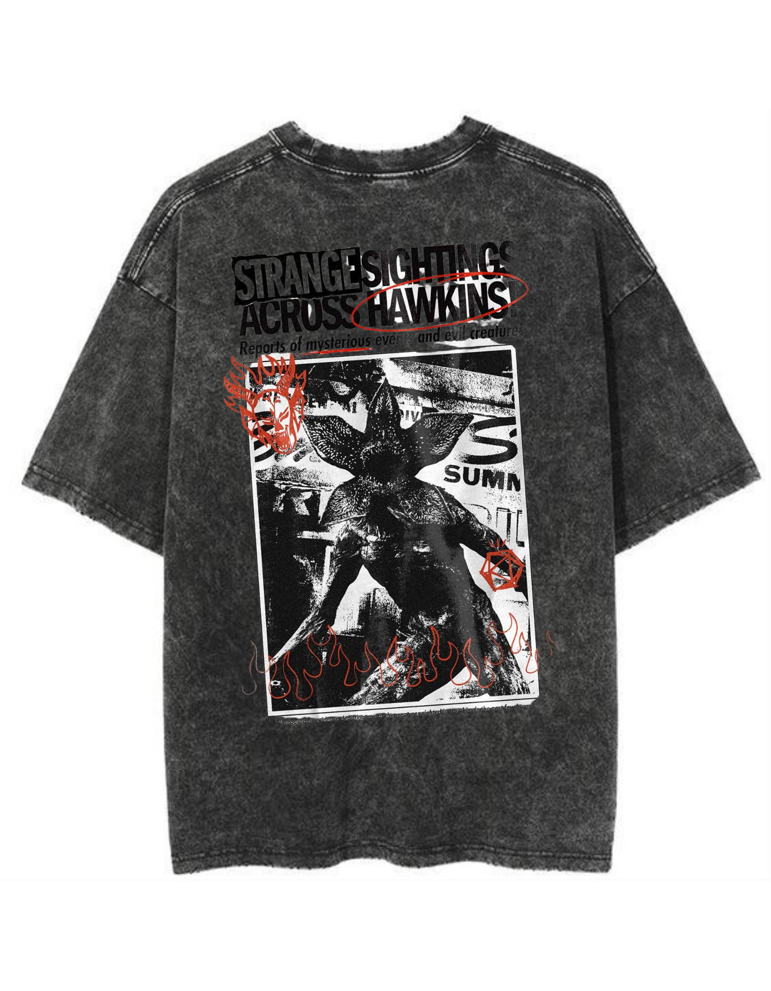 Stranger things demo acid wash tee