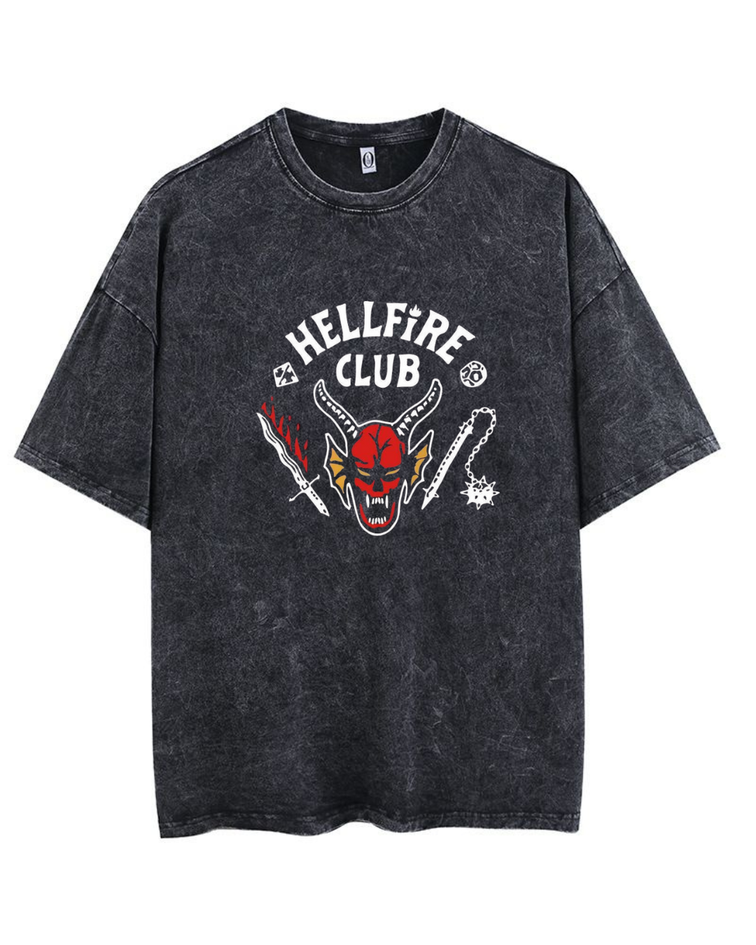 Stranger things Hellfire Club acid wash tee