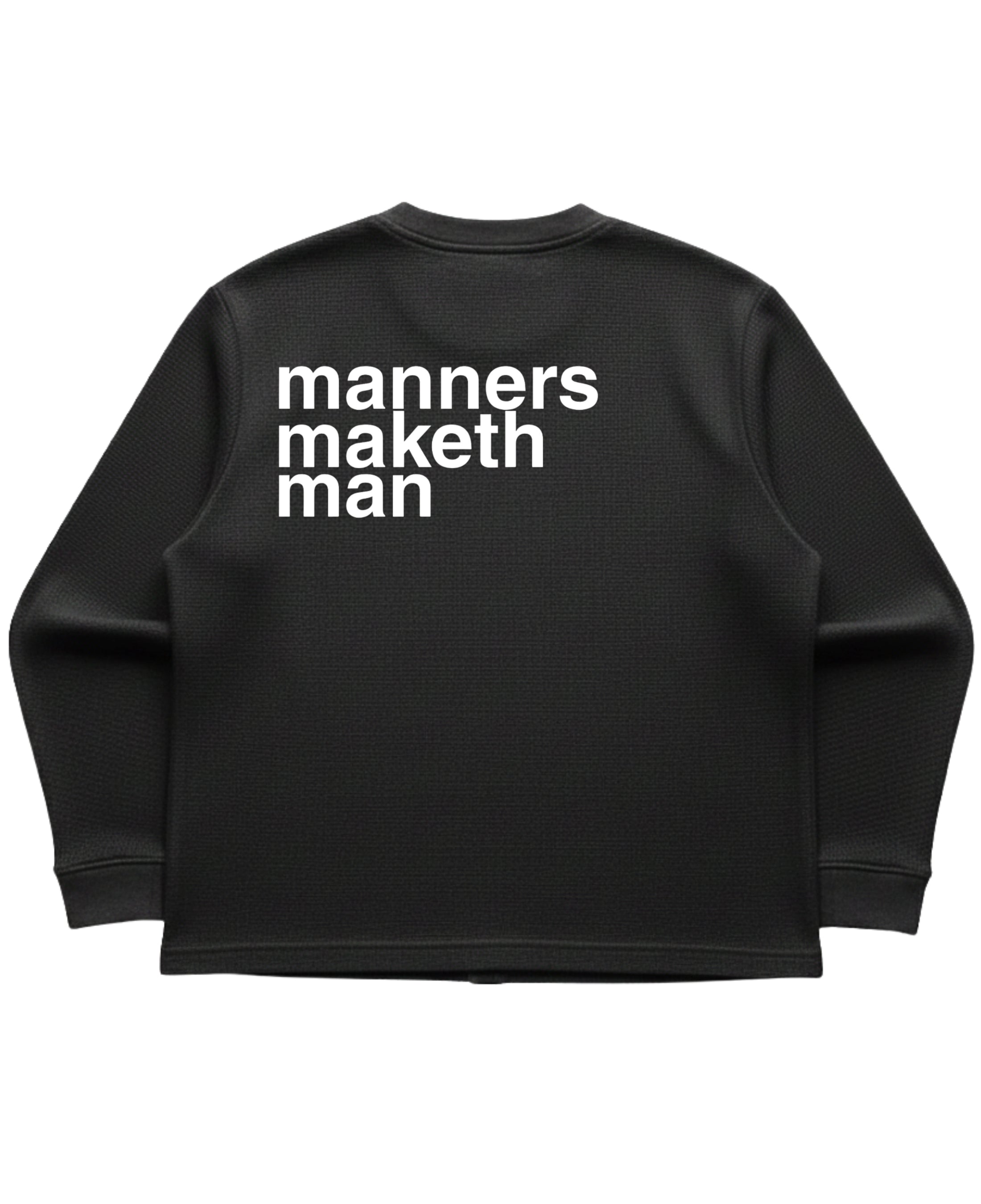 Black waffle knit oversized full-sleeve Back Design