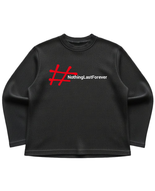 Black waffle knit oversized full-sleeve Front Design