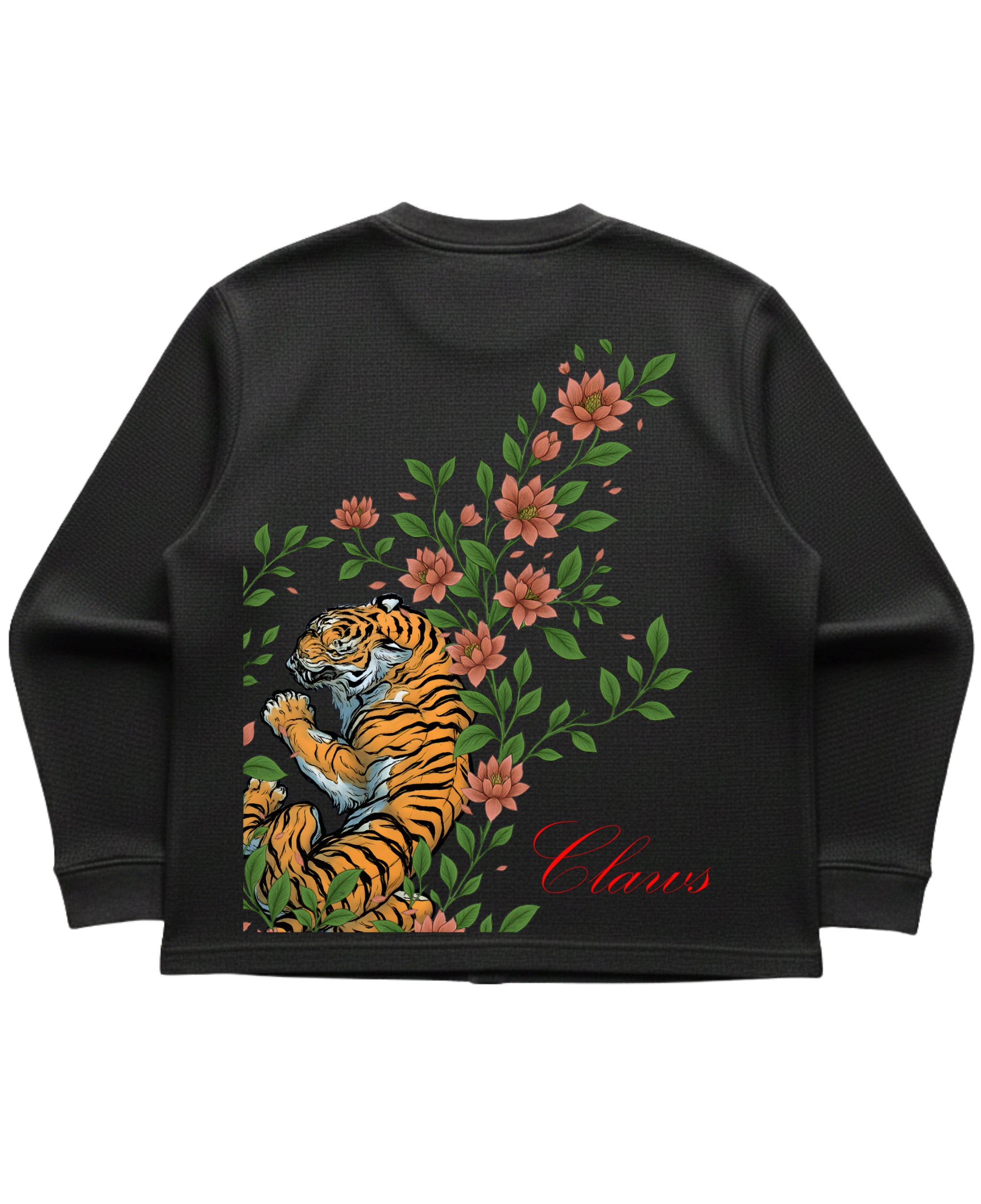 Black waffle knit oversized full-sleeve Back Design