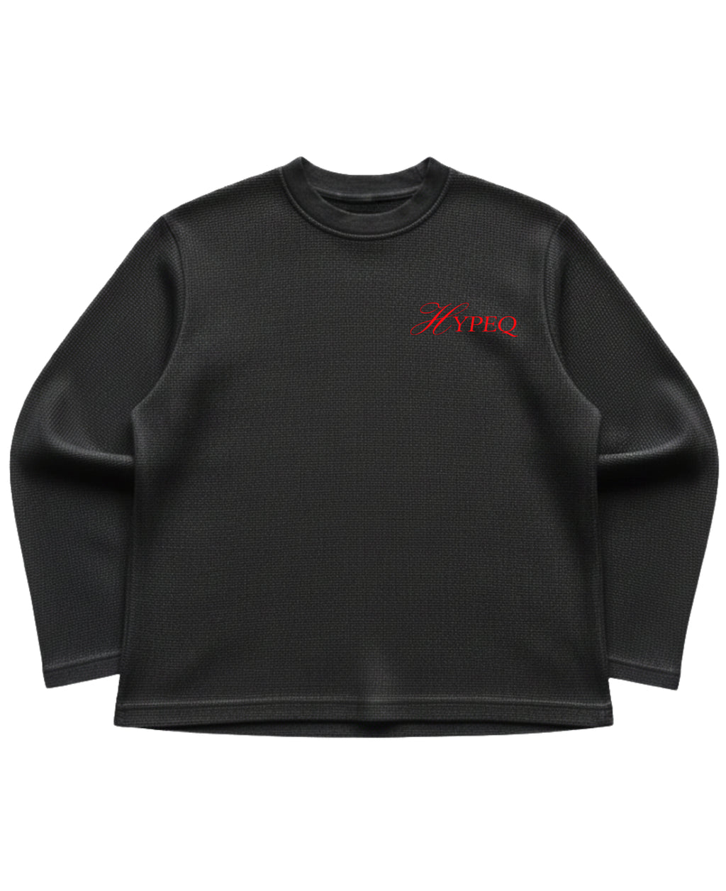 Black waffle knit oversized full-sleeve Front Design
